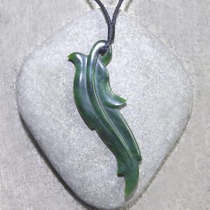 Greenstone feather pendant by Raegan Bregmen