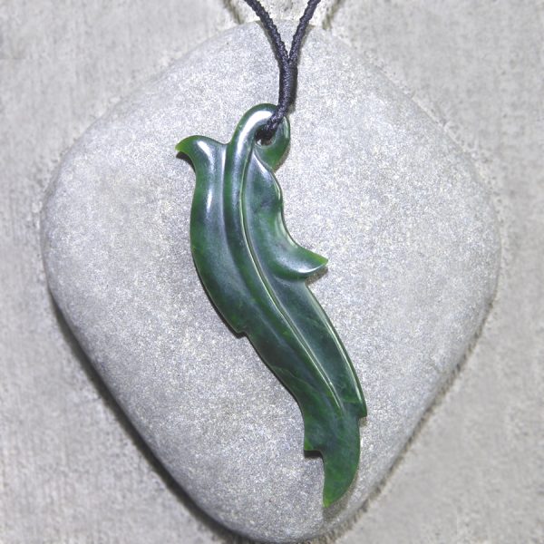 Greenstone feather pendant by Raegan Bregmen