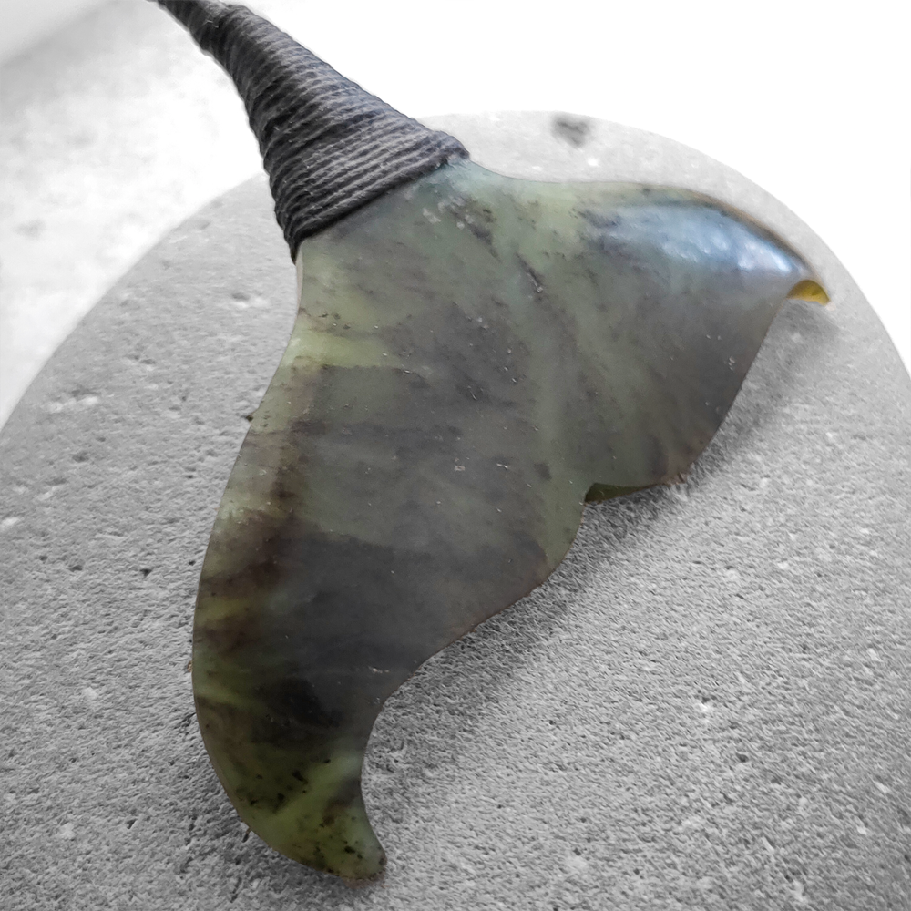 NZ greenstone whale tail pendant