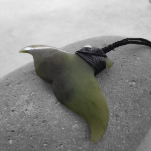 NZ Greenstone whale tail pendant