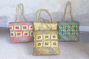 Kete or baskets woven from flax, by Riperata McMath