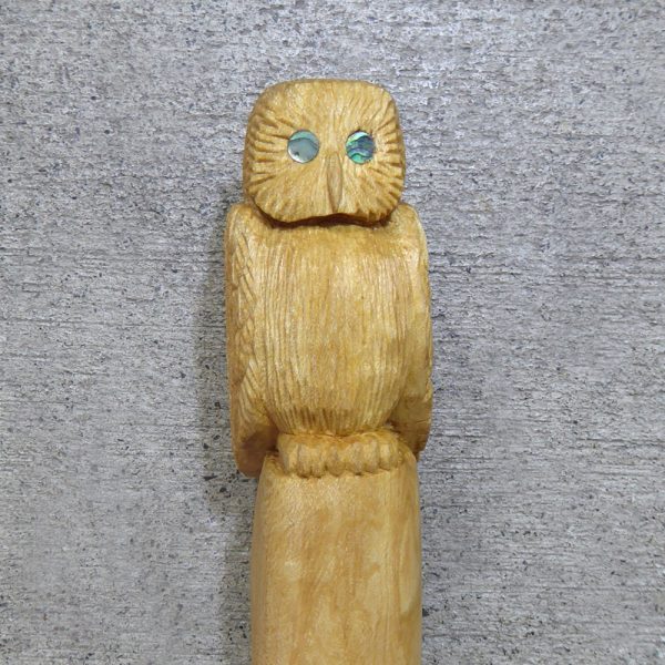Walking stick with carved owl handle by Sebastien Sertour