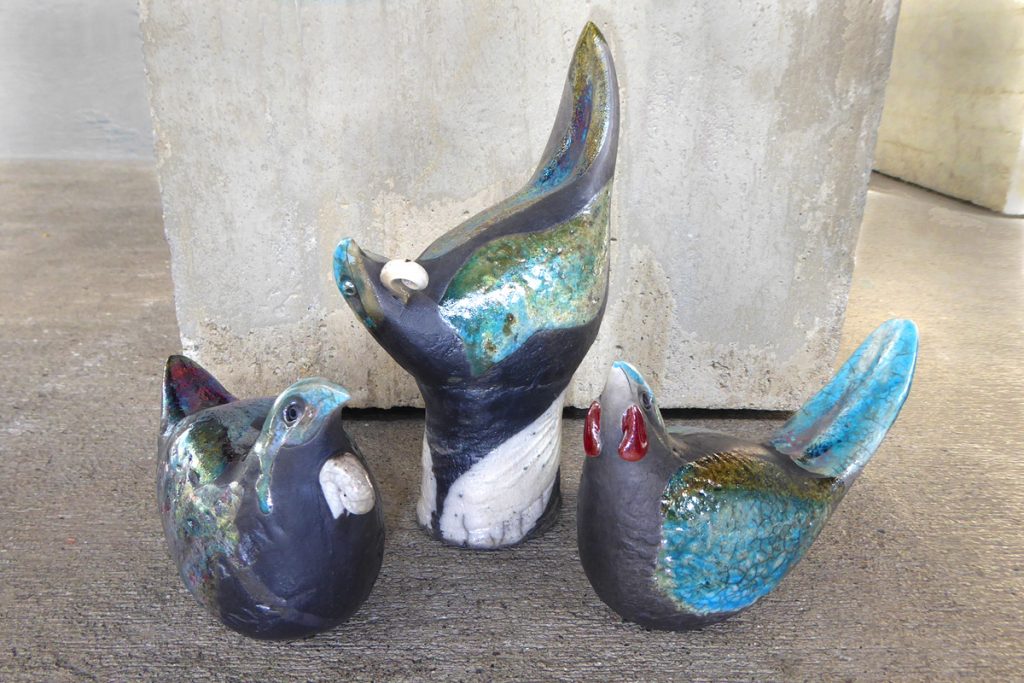 Ceramic NZ native bird sculptures by Sophie Lankovsky from Kura Gallery