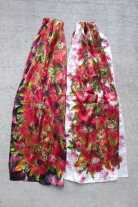 Pure silk scarves with NZ Flowers by Sue Wickison