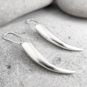Silver Huia Beak drop earrings