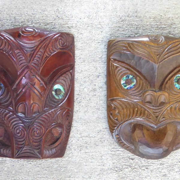 Carved wooden maori wheku by Thomas Hansen