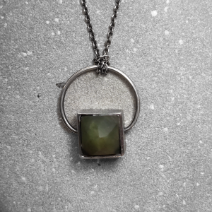NZ Greenstone and oxidised silver necklace