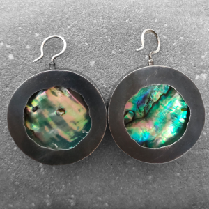 oxidised silver paua earrings