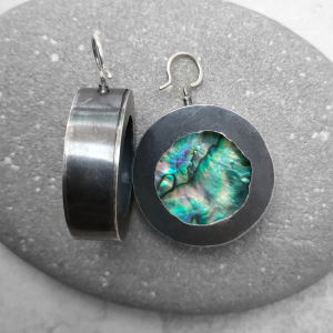 oxidised silver paua earrings