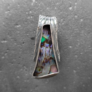 oxidised silver paua ring