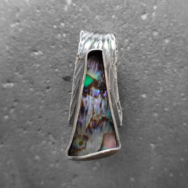 oxidised silver paua ring