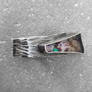 oxidised silver paua ring