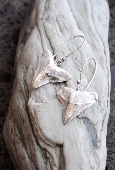 Silver mako shark tooth earrings by Keri-Mei Zagrobelna